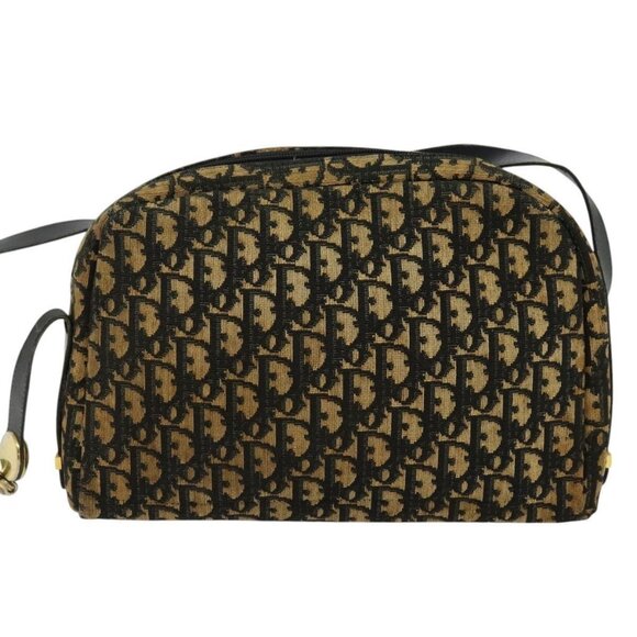 Christian Dior Trotter Canvas Shoulder Bag Navy Gold Auth - Picture 2 of 16